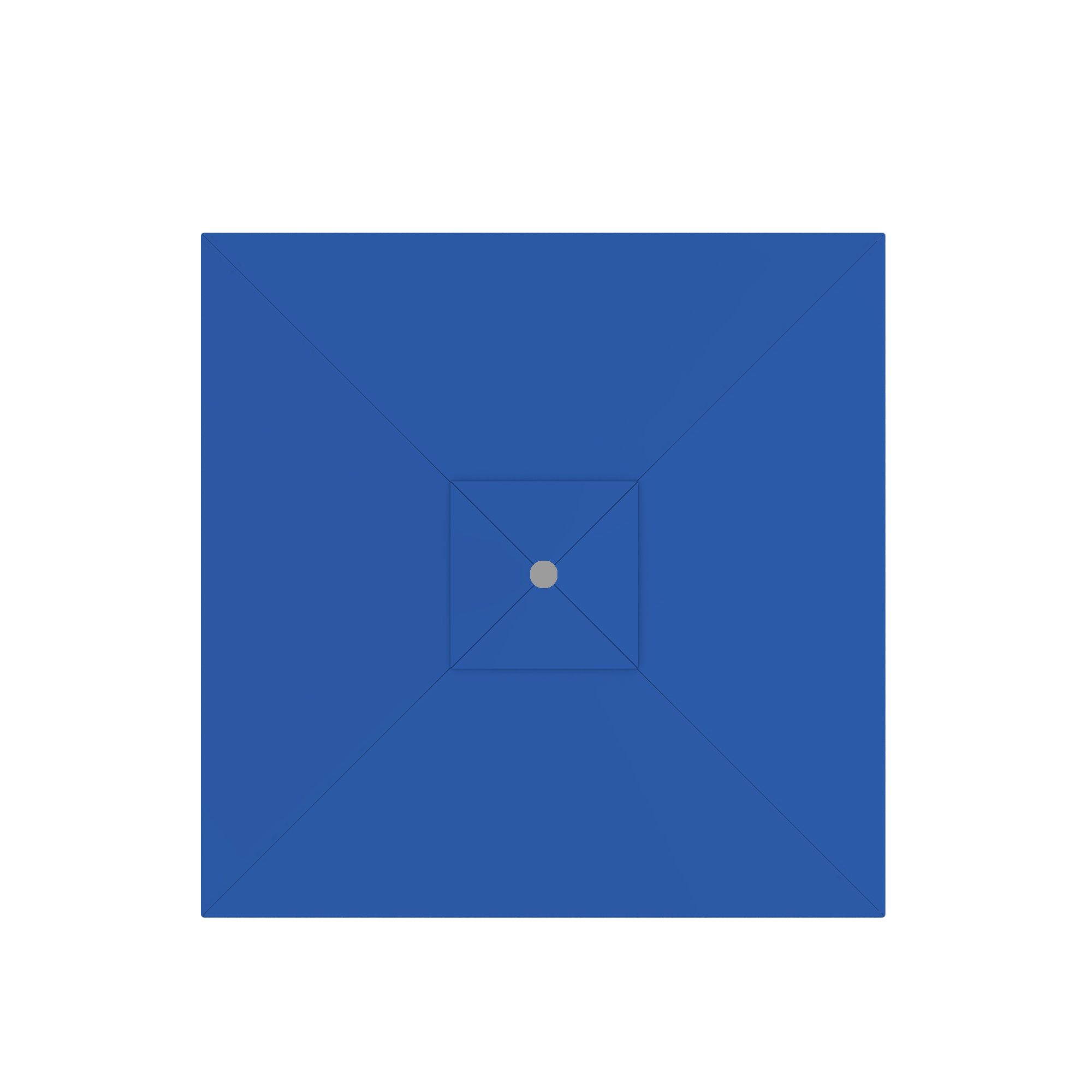 Ombrellone quadrato visto dall'alto, design simmetrico con punto centrale