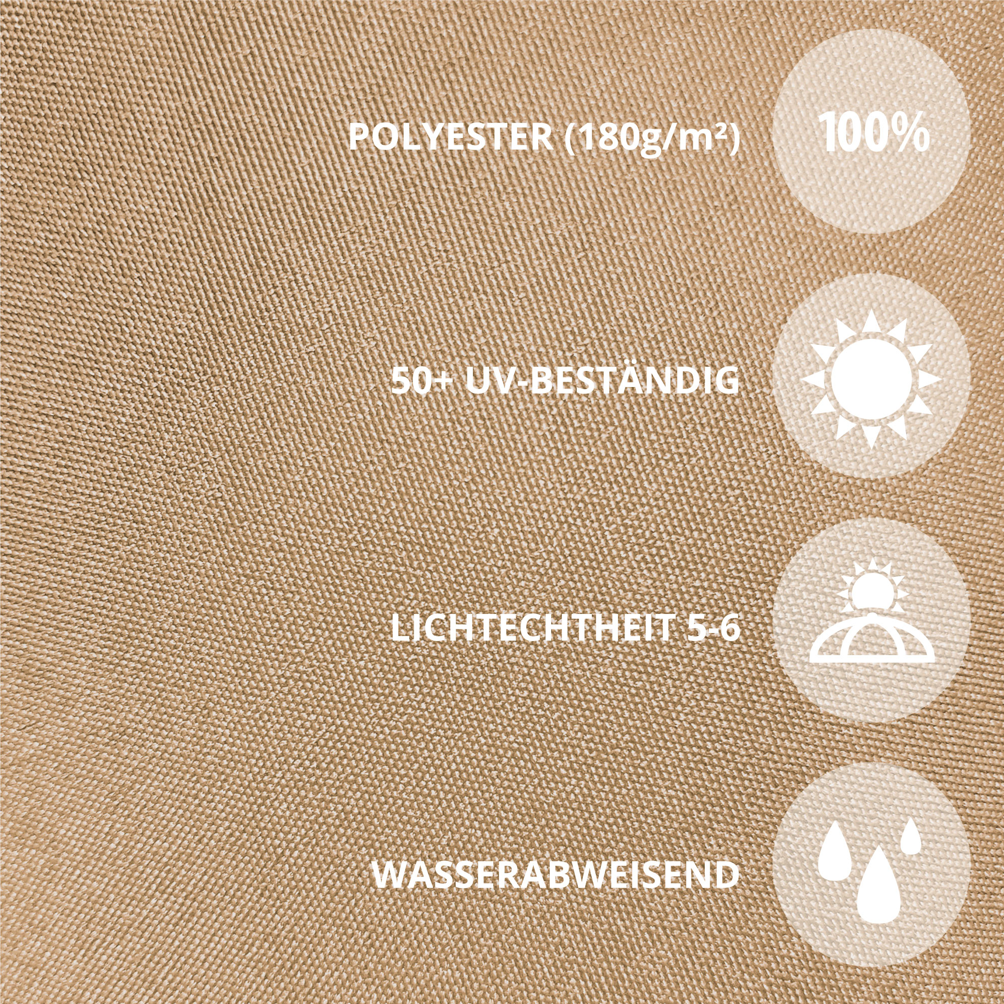 Testura di un ombrellone con protezione UV, resistenza alla luce e proprietà idrorepellenti
