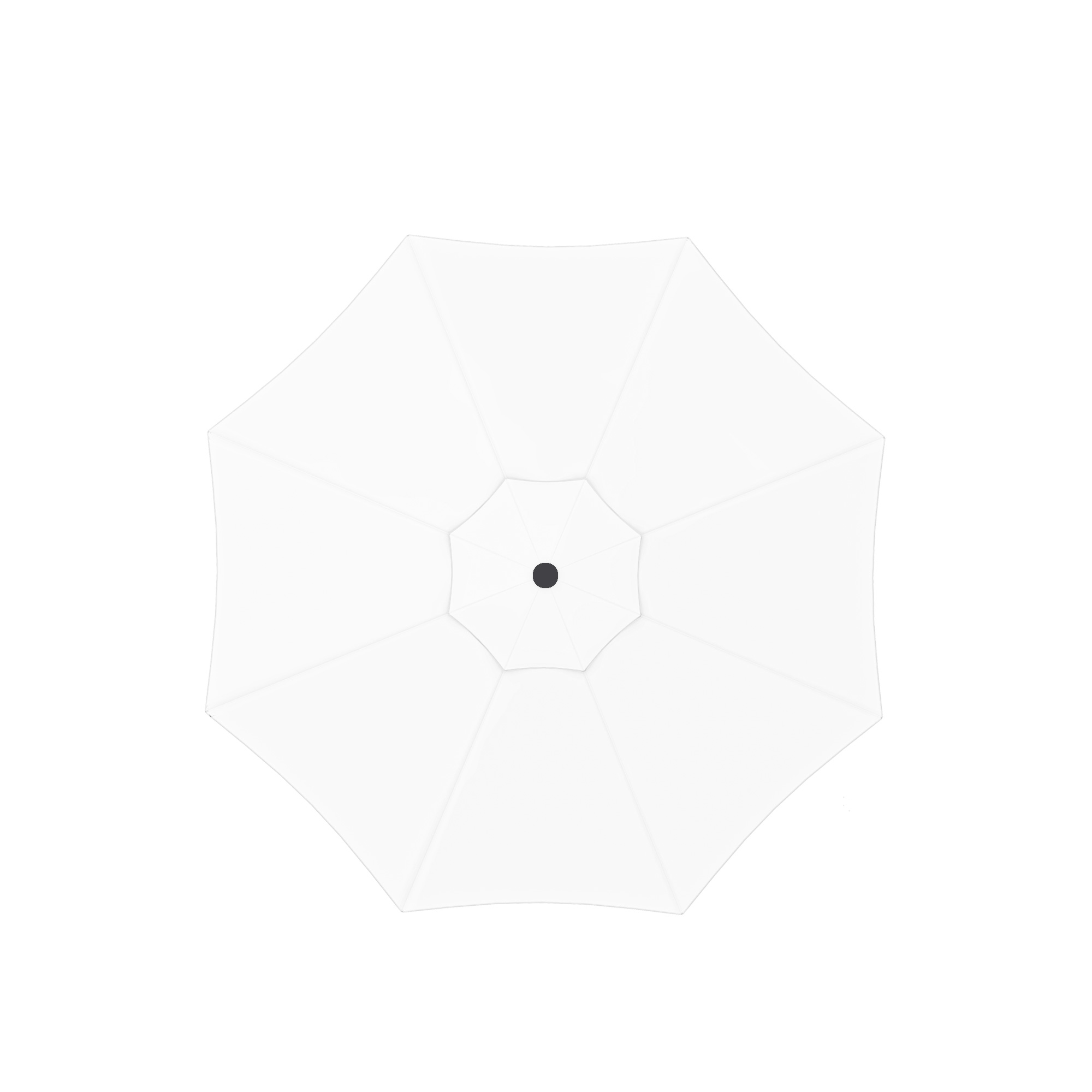 Ombrellone quadrato visto dall'alto, design simmetrico con punto centrale