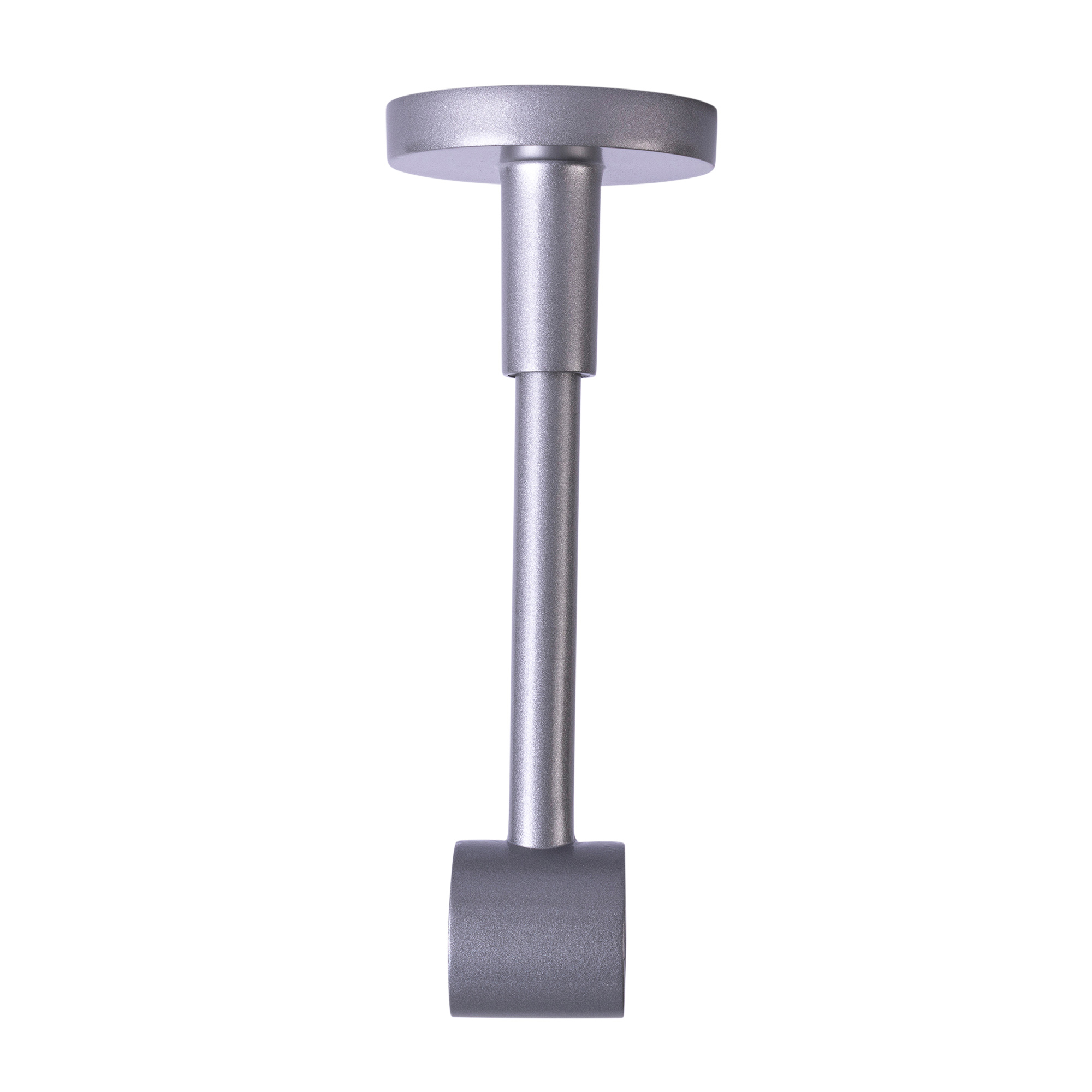 Supporto a soffitto per asta di tende con struttura cilindrica e elementi di fissaggio