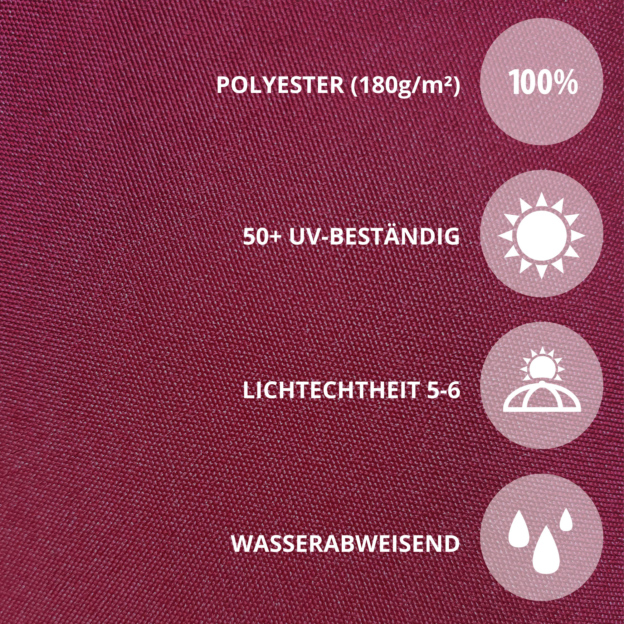 Testura di un ombrellone con protezione UV, resistenza alla luce e proprietà idrorepellenti