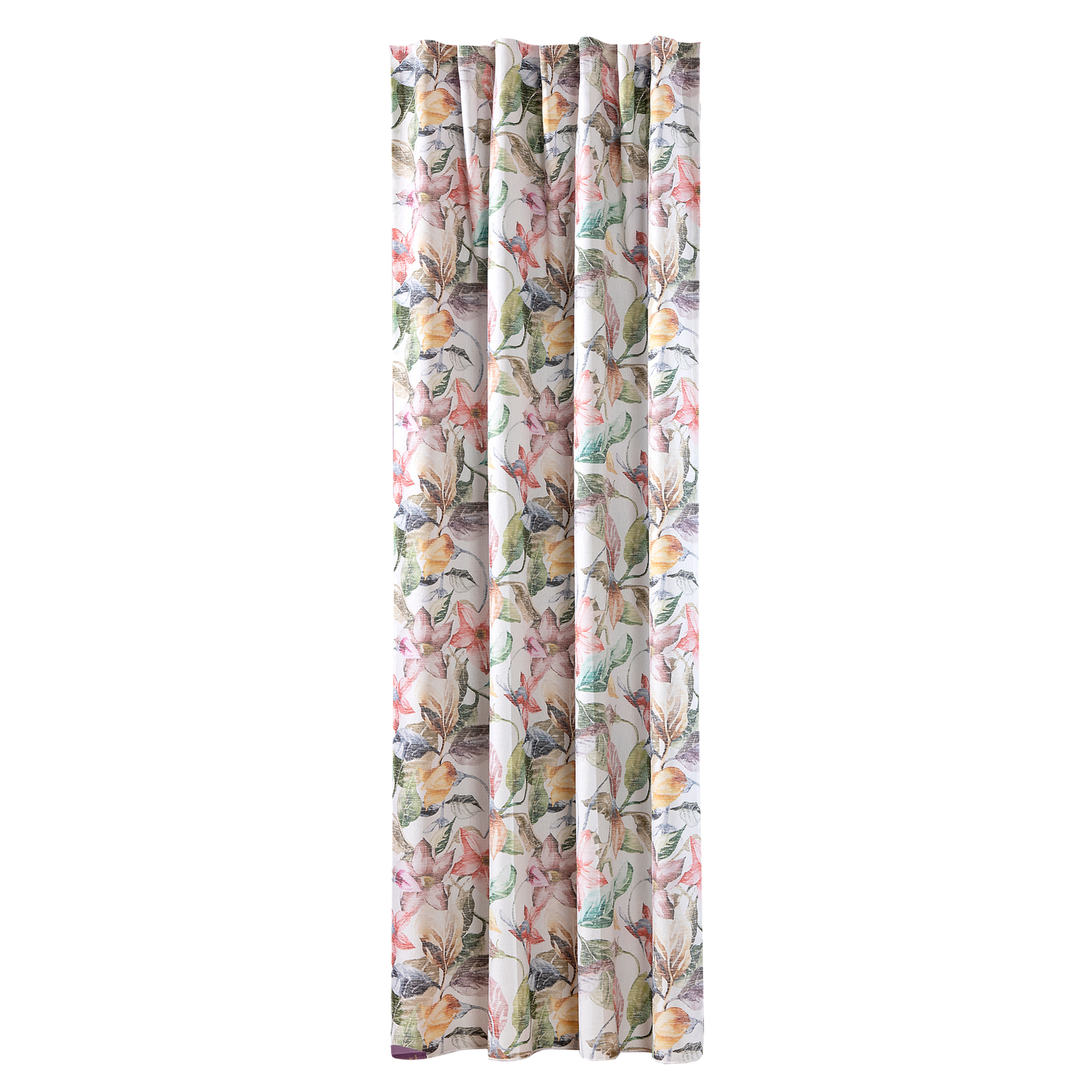 Tenda con nastro a occhiello e motivo floreale, decorativa e funzionale