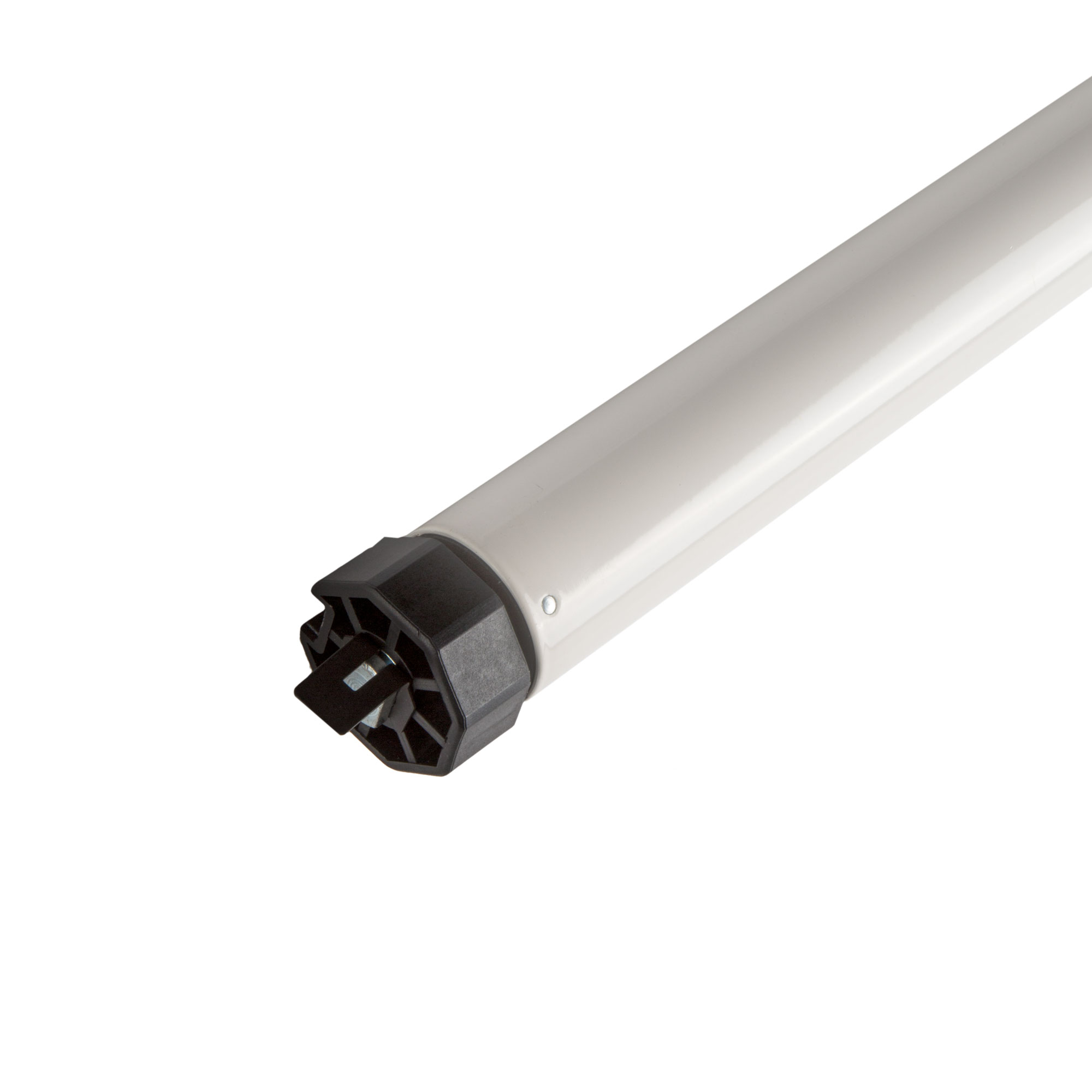 Motore per tapparelle con involucro cilindrico e elementi di fissaggio per sistemi automatizzati