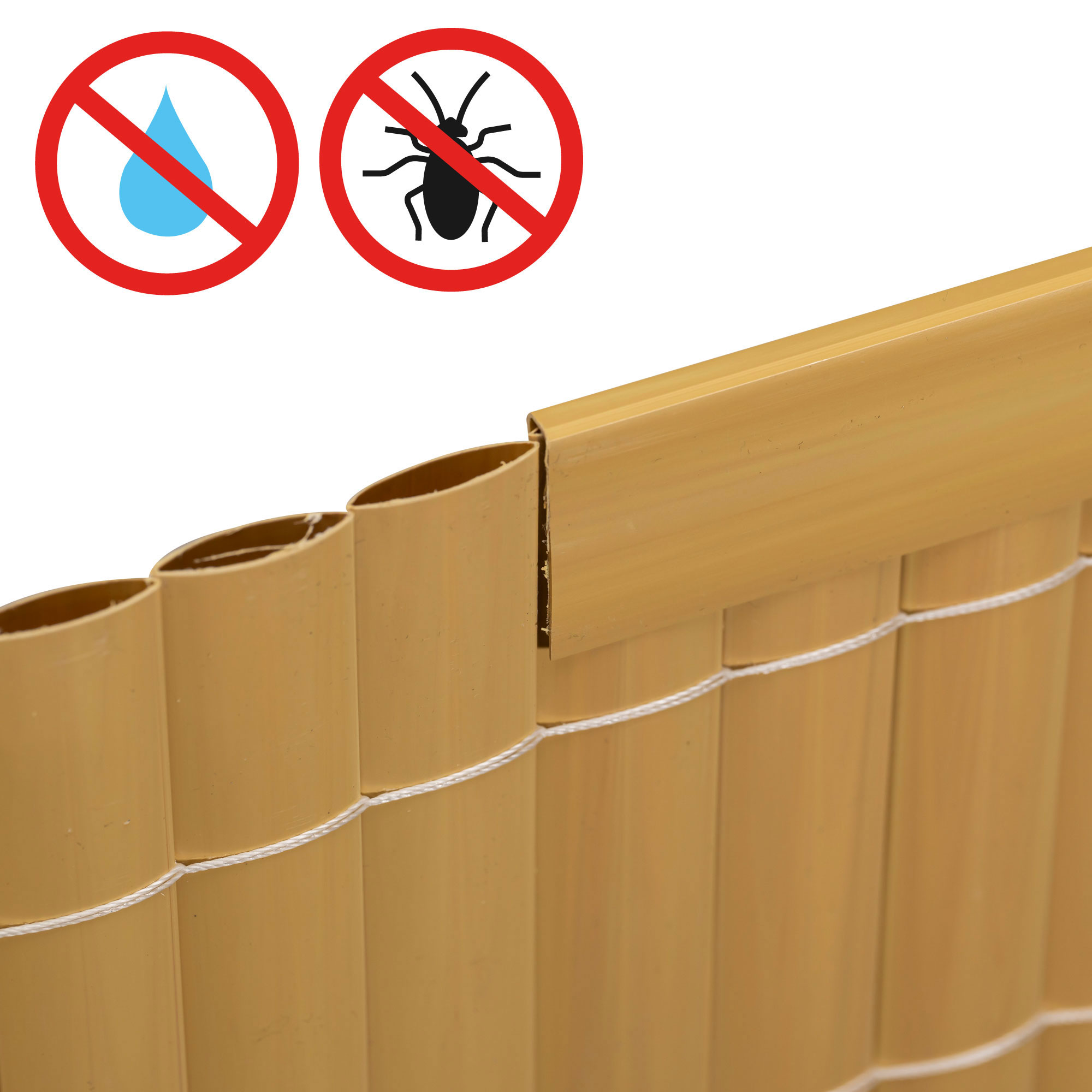 Profilo di copertura in PVC per pannelli di protezione, resistente all'acqua e agli insetti, mostra vista di montaggio