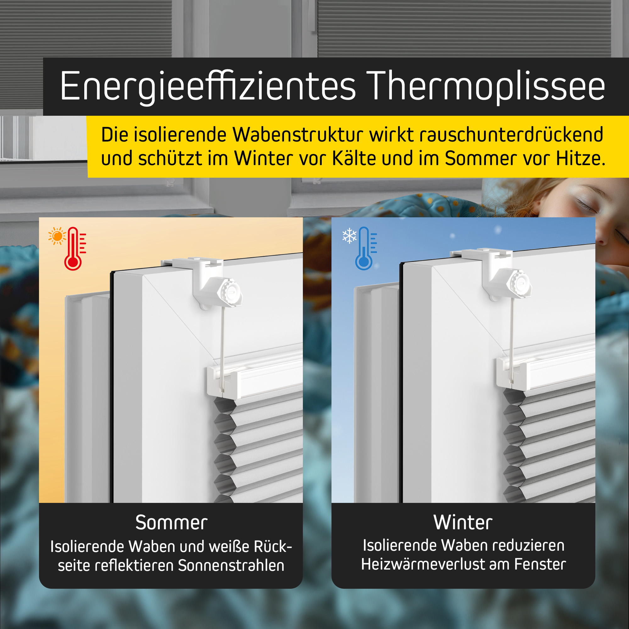 Plissé a nido d'ape energeticamente efficiente per la regolazione della temperatura in estate e inverno