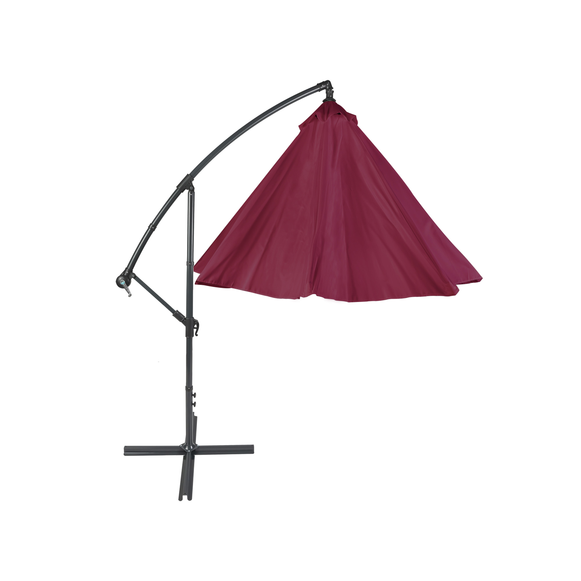 Ombrellone freestanding con struttura curva e telo sospeso
