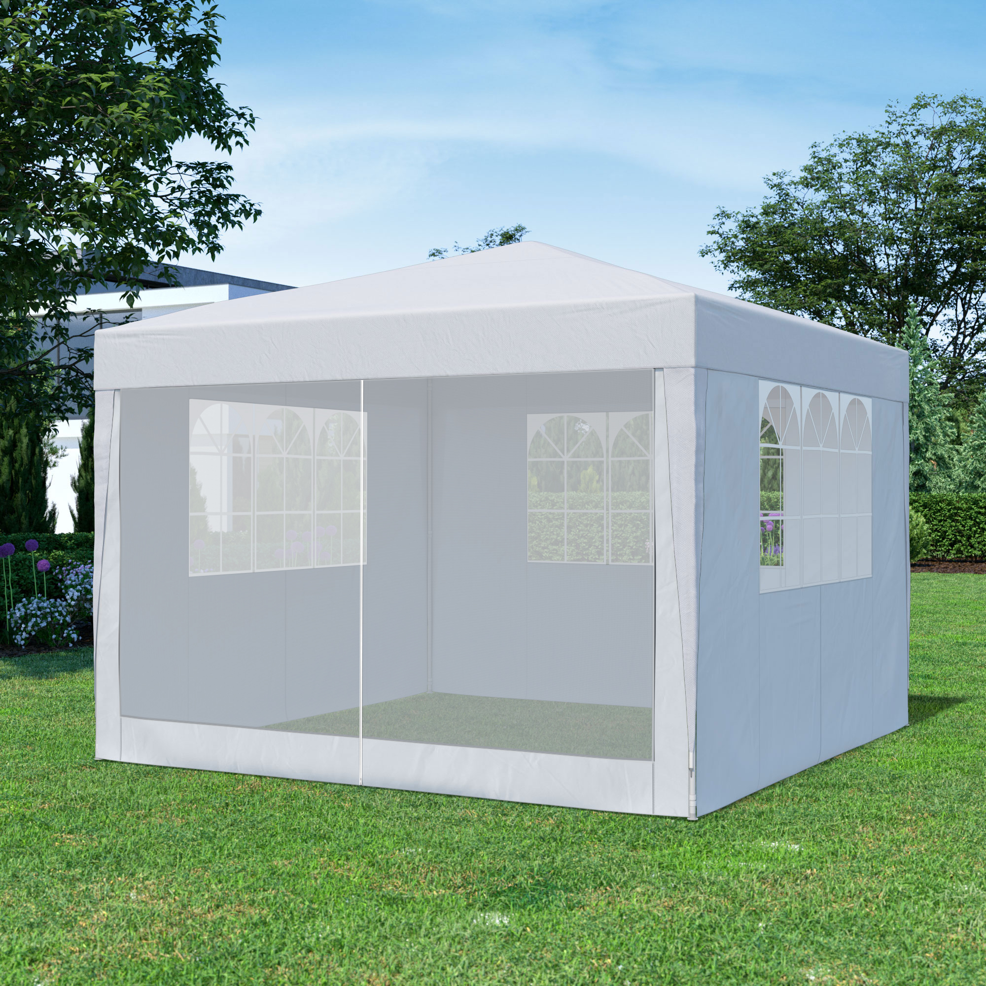 Parete laterale per gazebo SP-3 in un ambiente da giardino