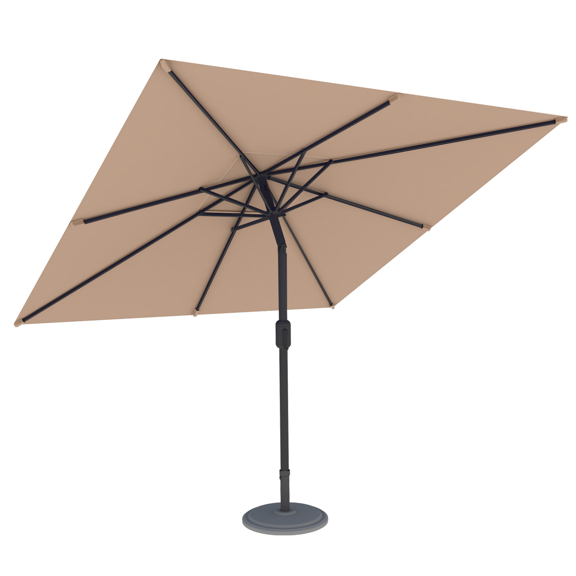 Ombrellone quadrato con base stabile e struttura regolabile
