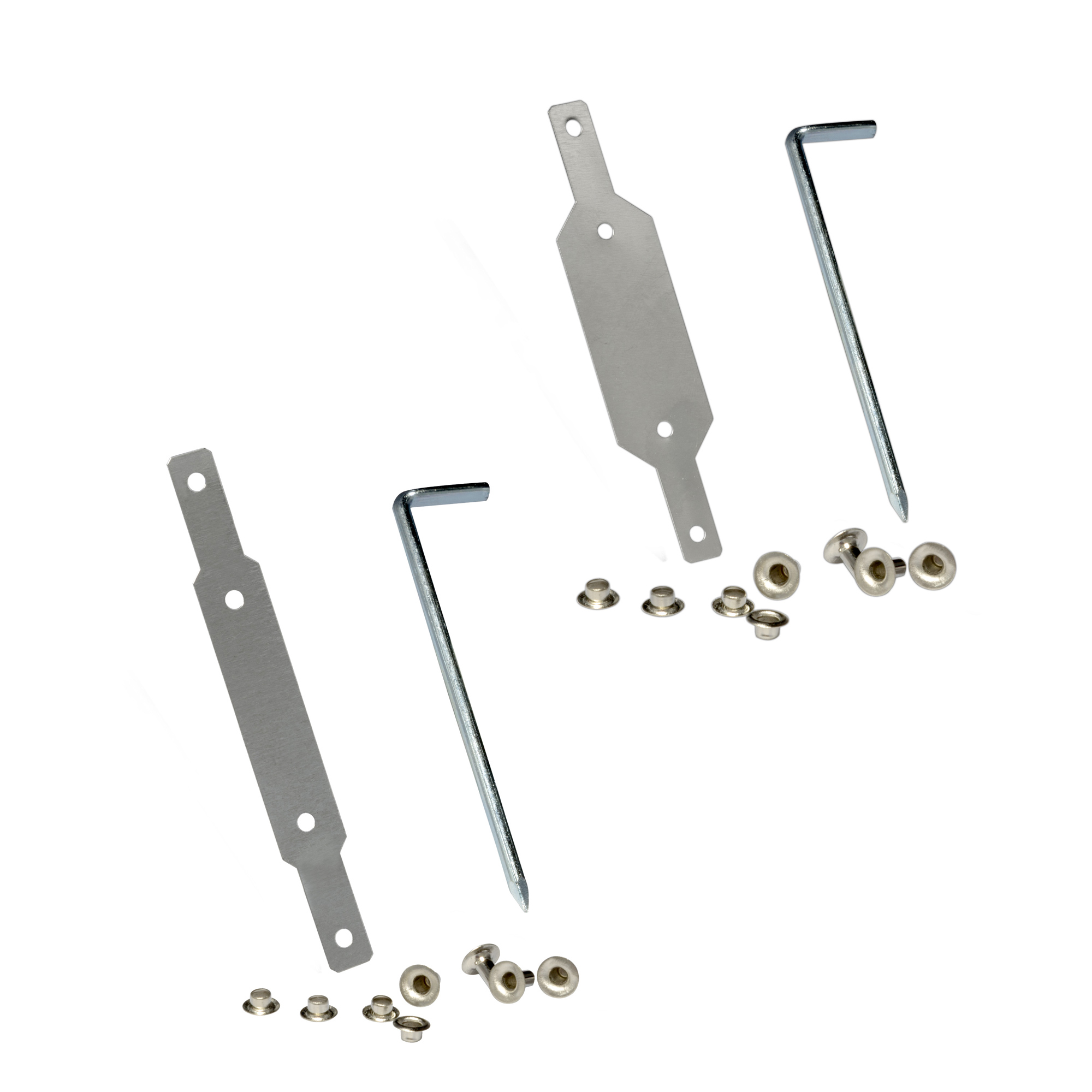 Kit di riparazione per cinghie avvolgibili con piastre metalliche, viti e chiavi a brugola