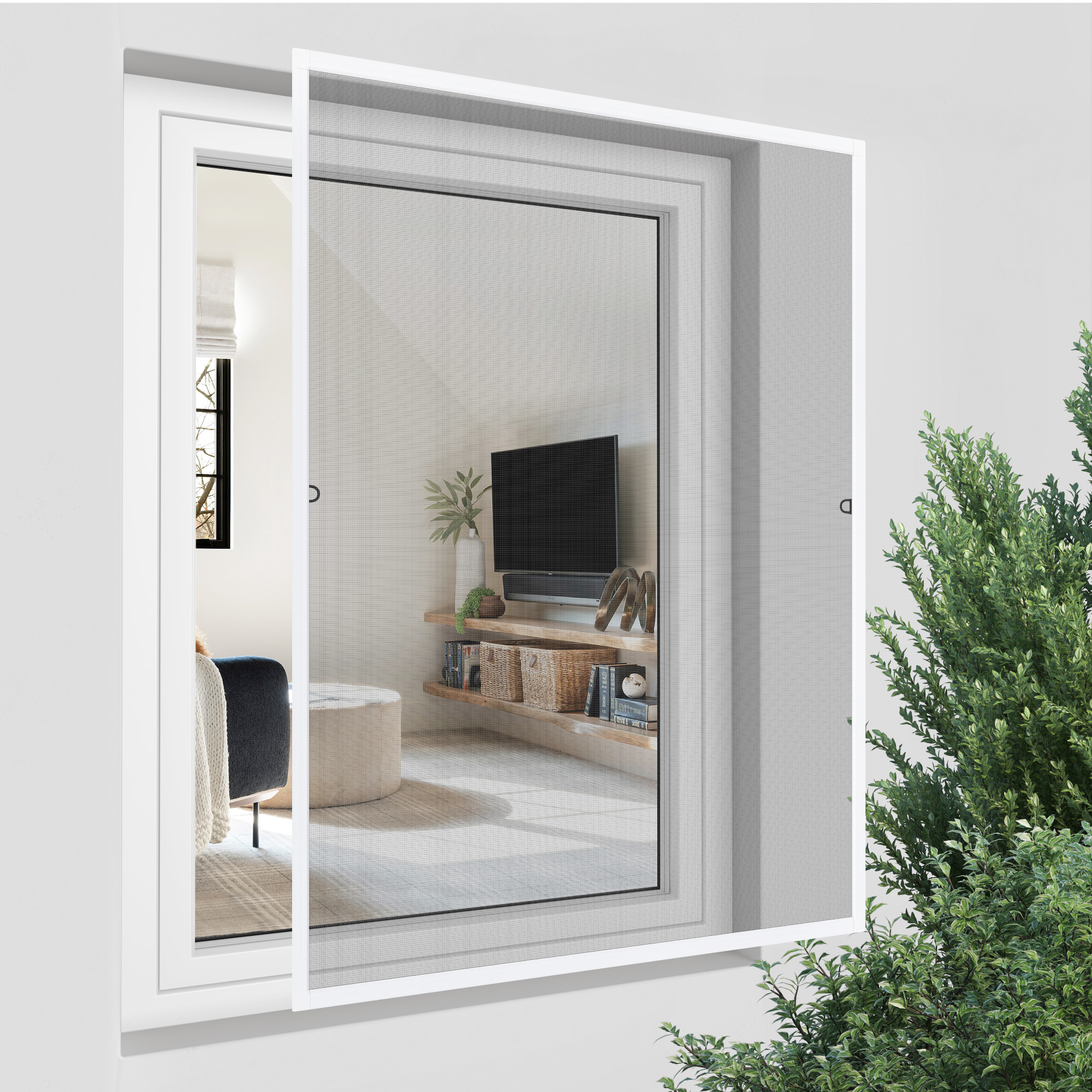 Zanzariera con telaio fisso ProfiLine per finestre | 60 x 150 cm, bianco