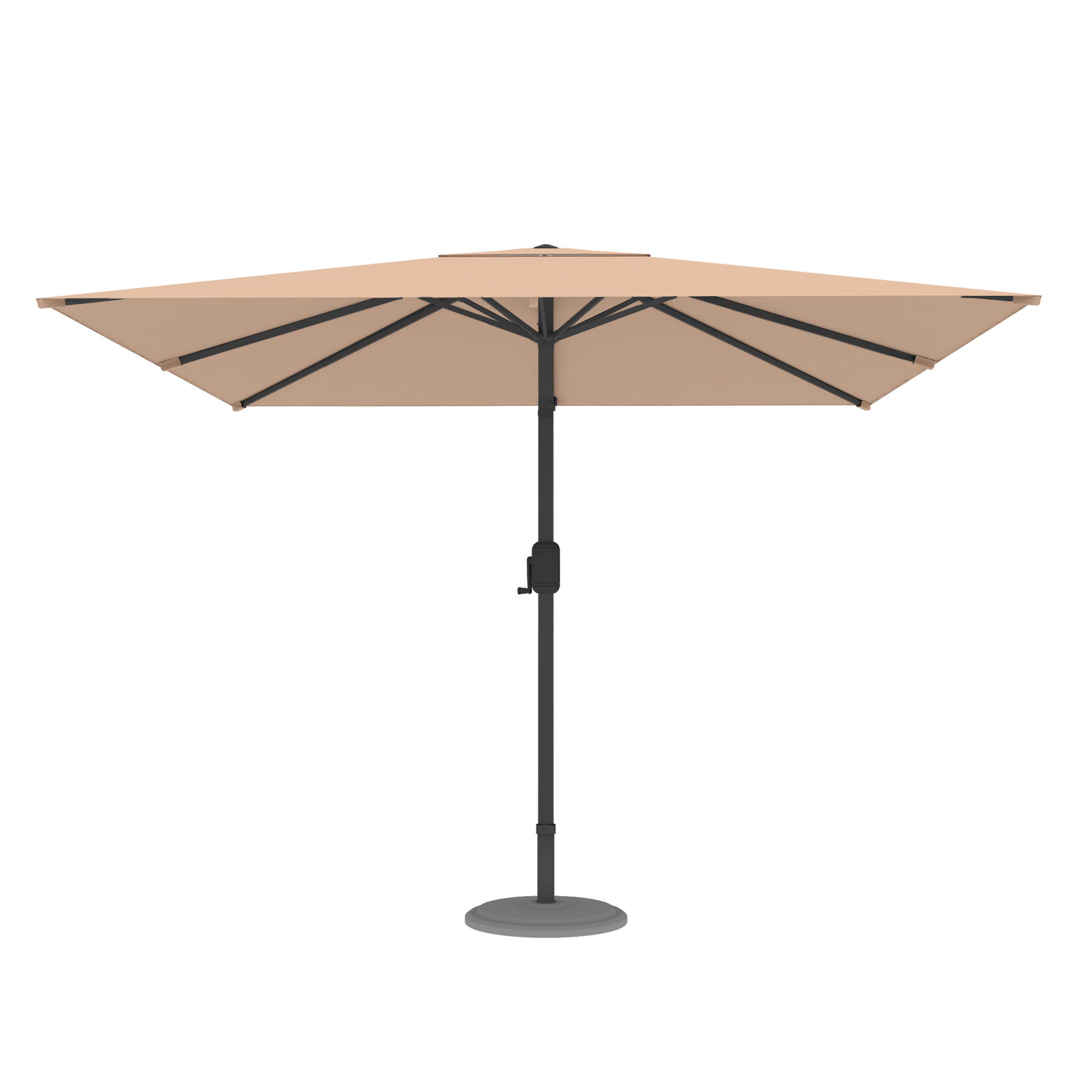 Ombrellone moderno con palo centrale e meccanismo a manovella