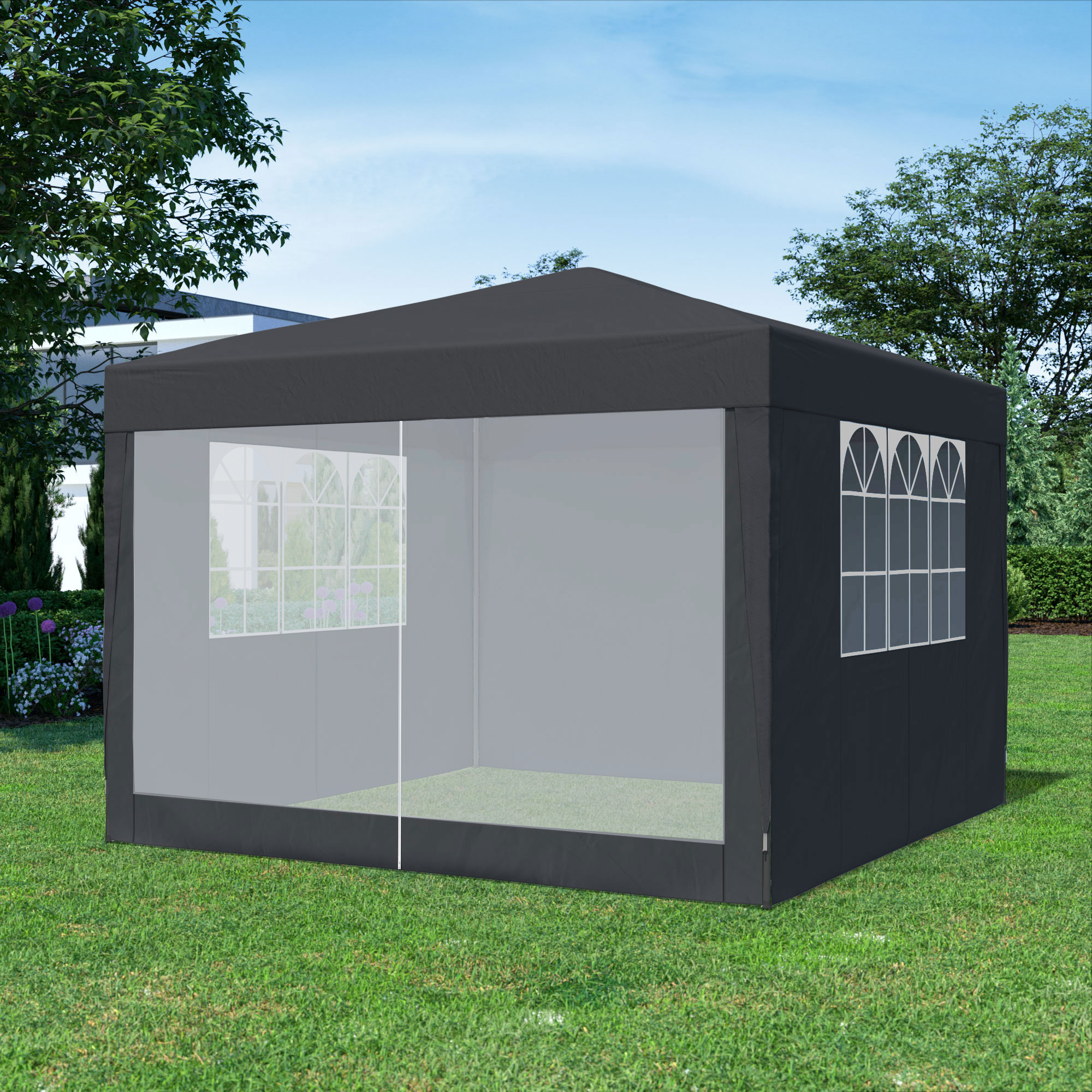 Parete laterale per gazebo SP-3 in un ambiente da giardino