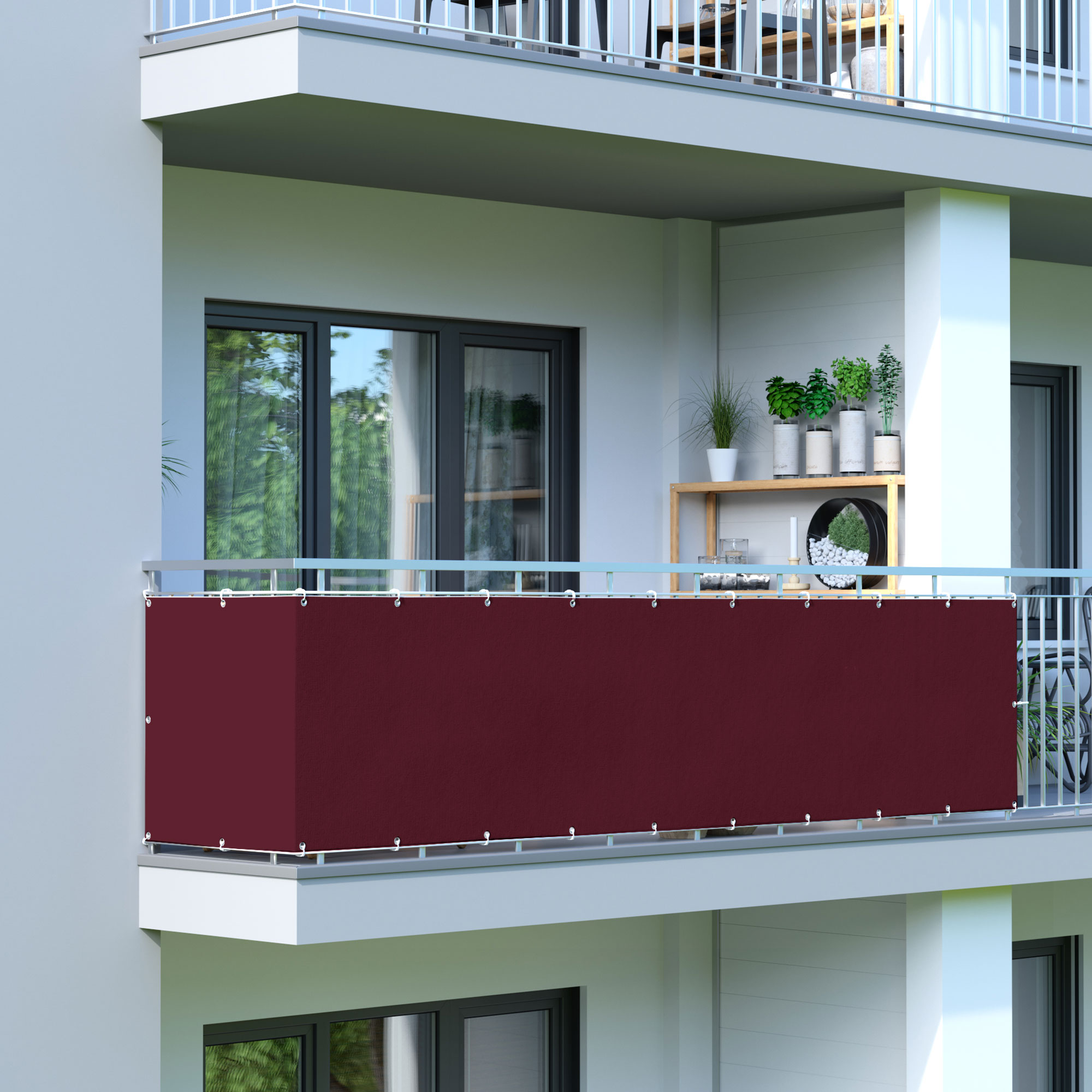 Rivestimento per balcone in poliestere, impermeabile, fissato a un parapetto di balcone