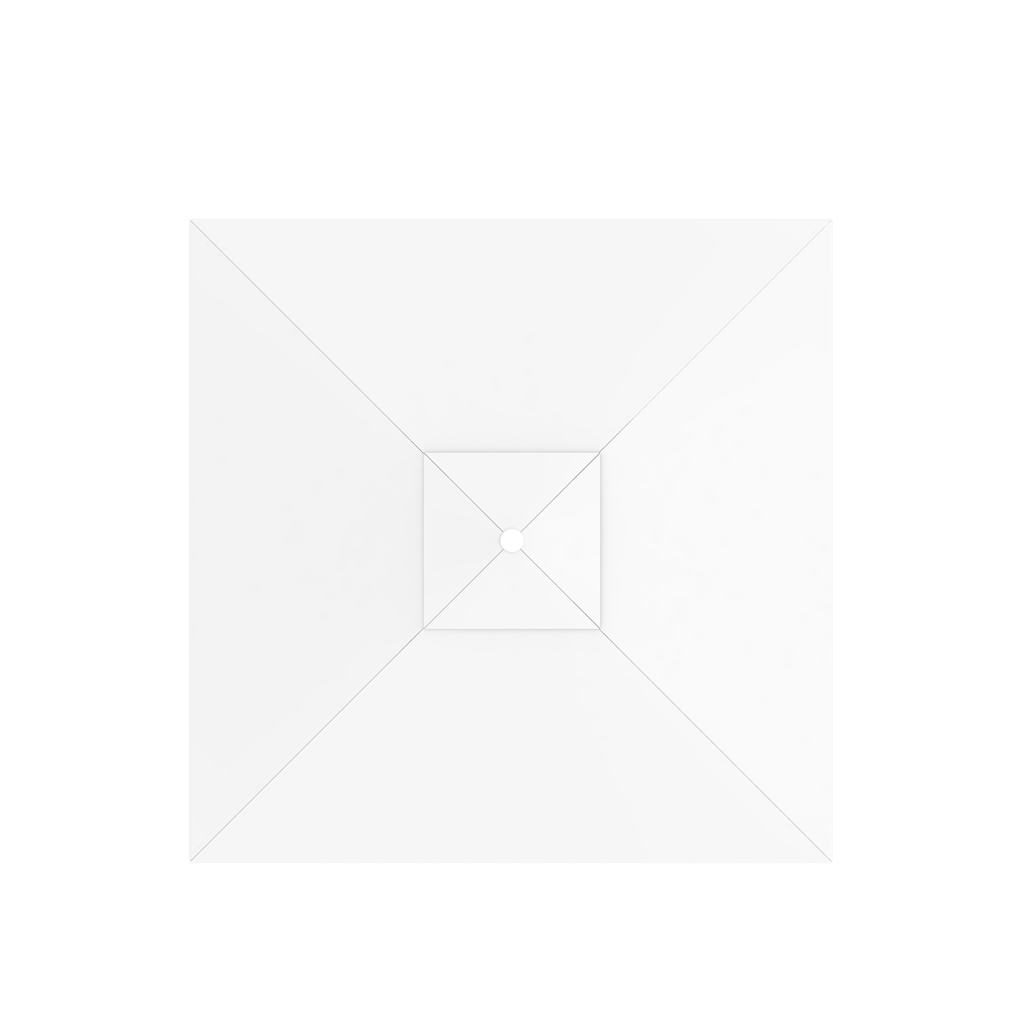 Ombrellone quadrato visto dall'alto, design simmetrico con punto centrale