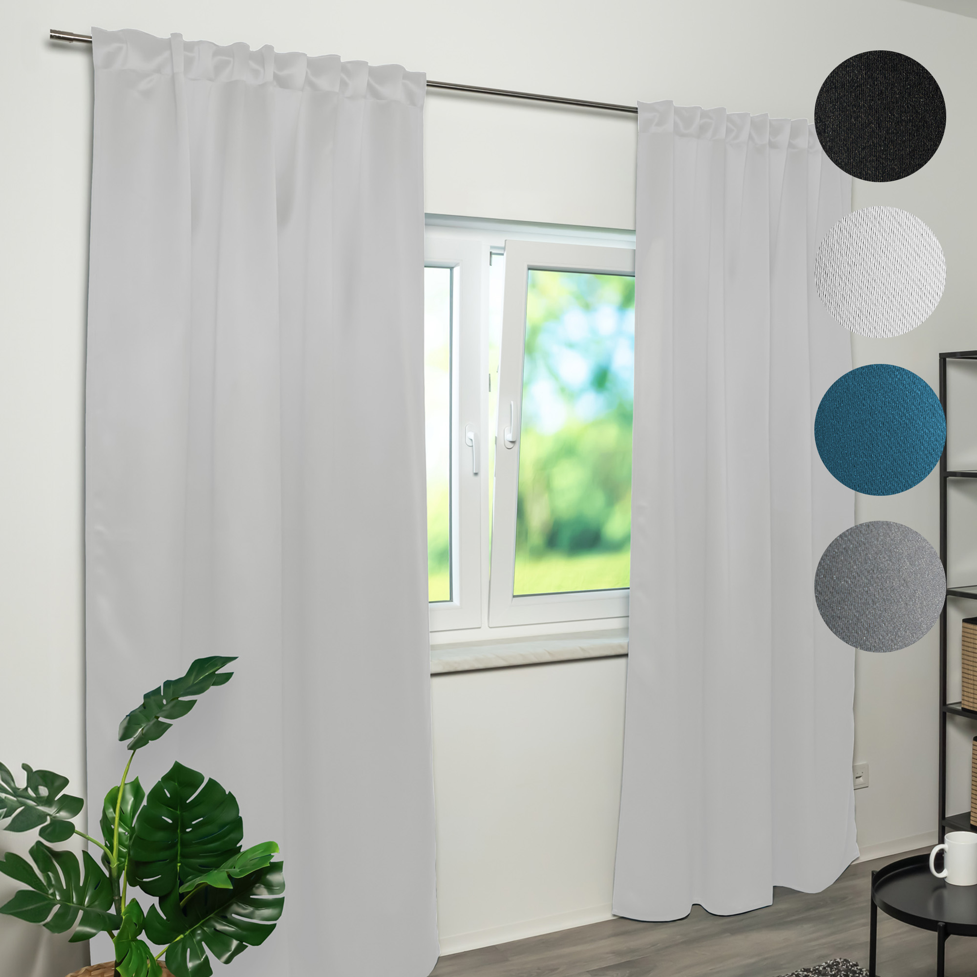 Tenda con nastro combinato alla finestra, offre protezione antincendio, diverse opzioni di colore mostrate