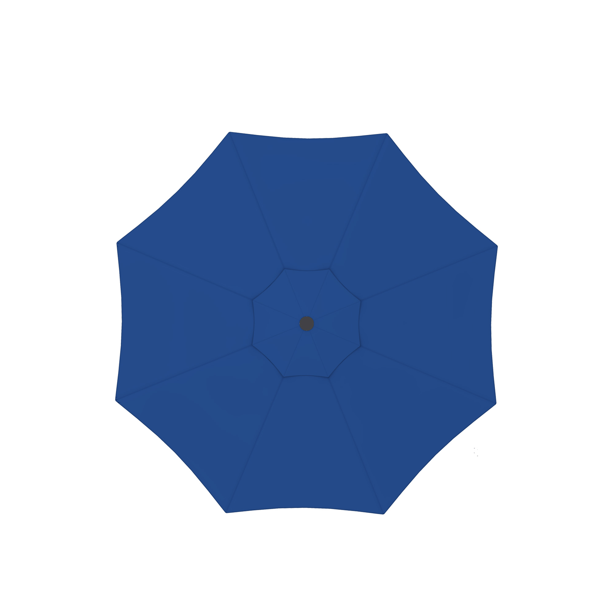 Ombrellone quadrato visto dall'alto, design simmetrico con punto centrale