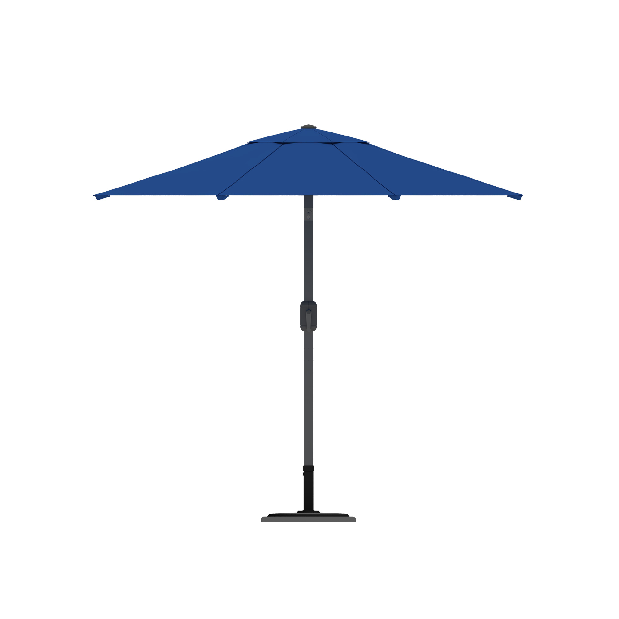 Ombrellone moderno con palo centrale e meccanismo a manovella