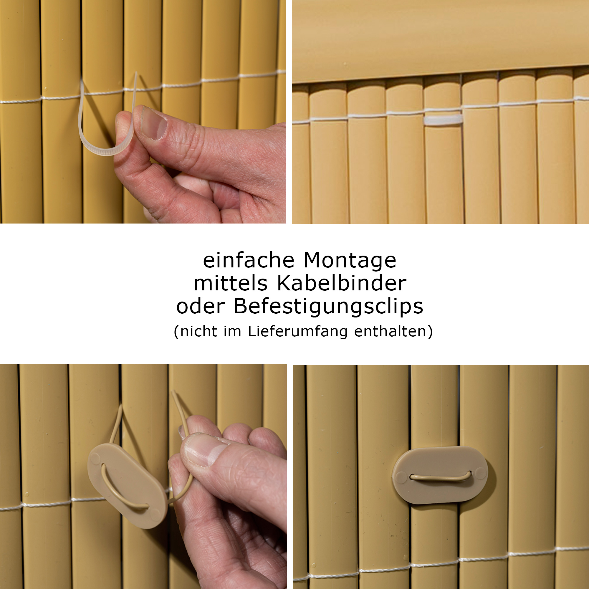 Rete di protezione in PVC con fascette e clip di fissaggio per un facile montaggio