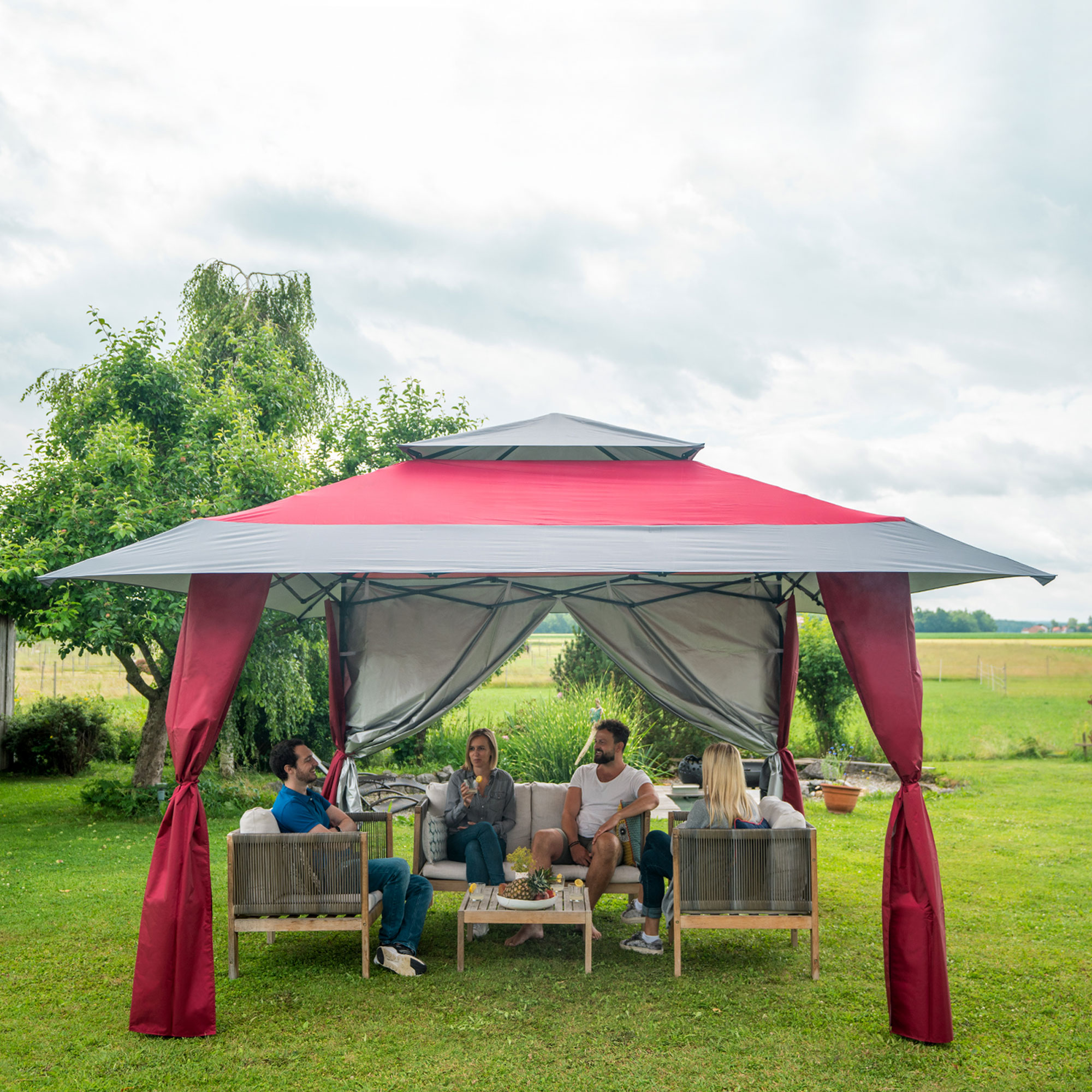 Parete laterale per gazebo pieghevole Weekend | Parete con porta / 3 m / antracite