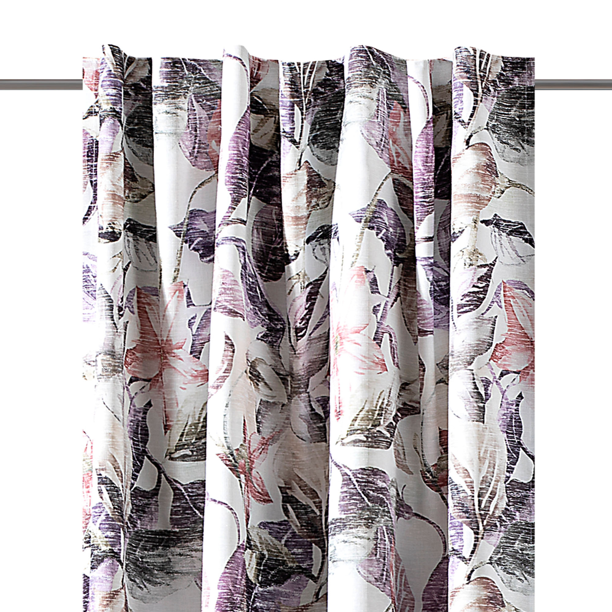 Tenda con nastro a occhiello e motivo floreale, decorativa e funzionale
