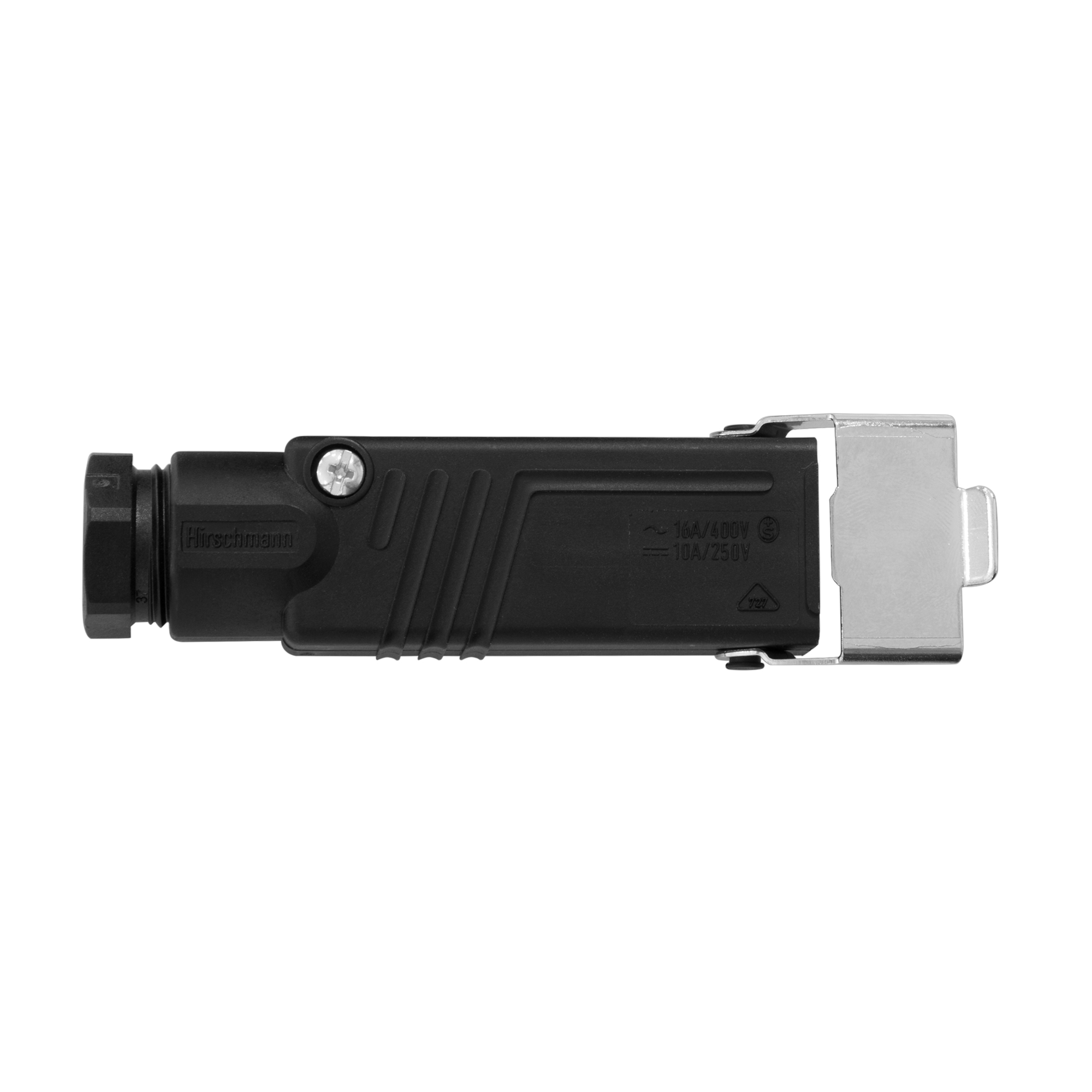 Connettore elettrico con involucro in plastica e clip metallico