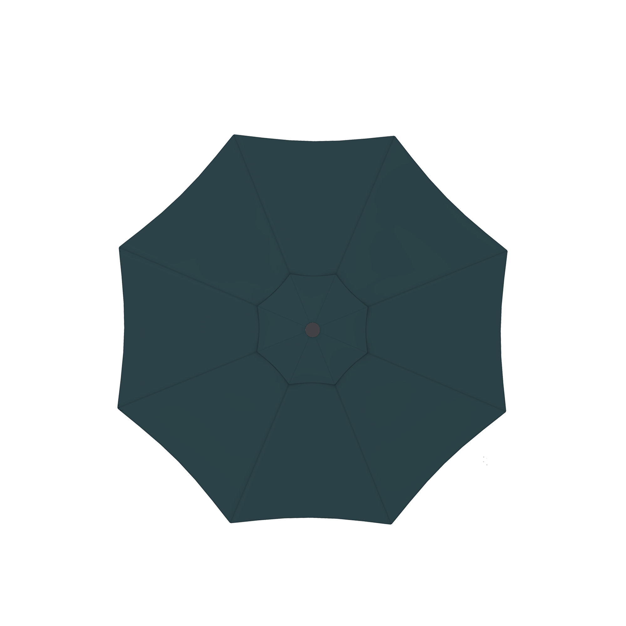 Ombrellone quadrato visto dall'alto, design simmetrico con punto centrale