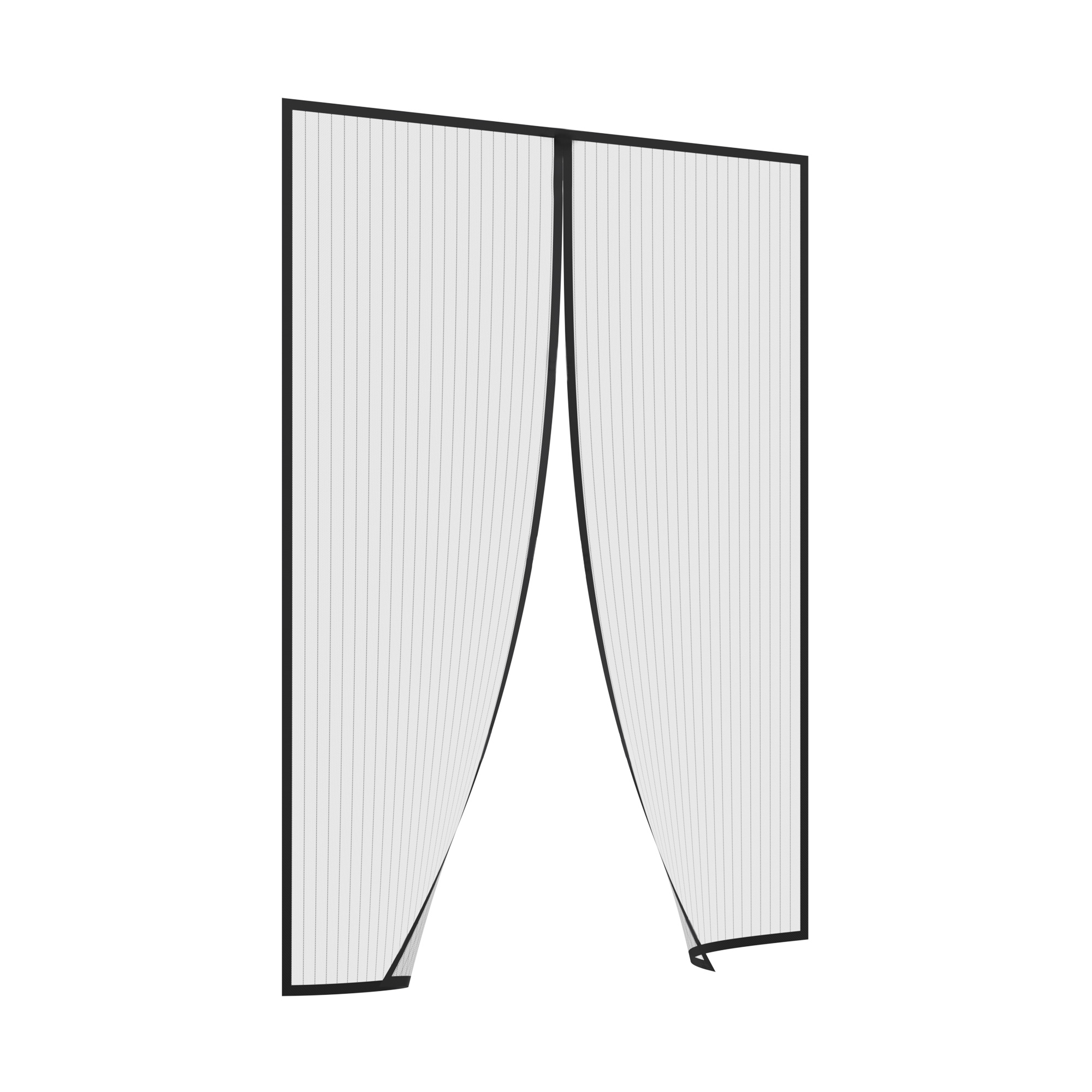 Tenda magnetica per porte con funzione zanzariera, composta da due pannelli verticali