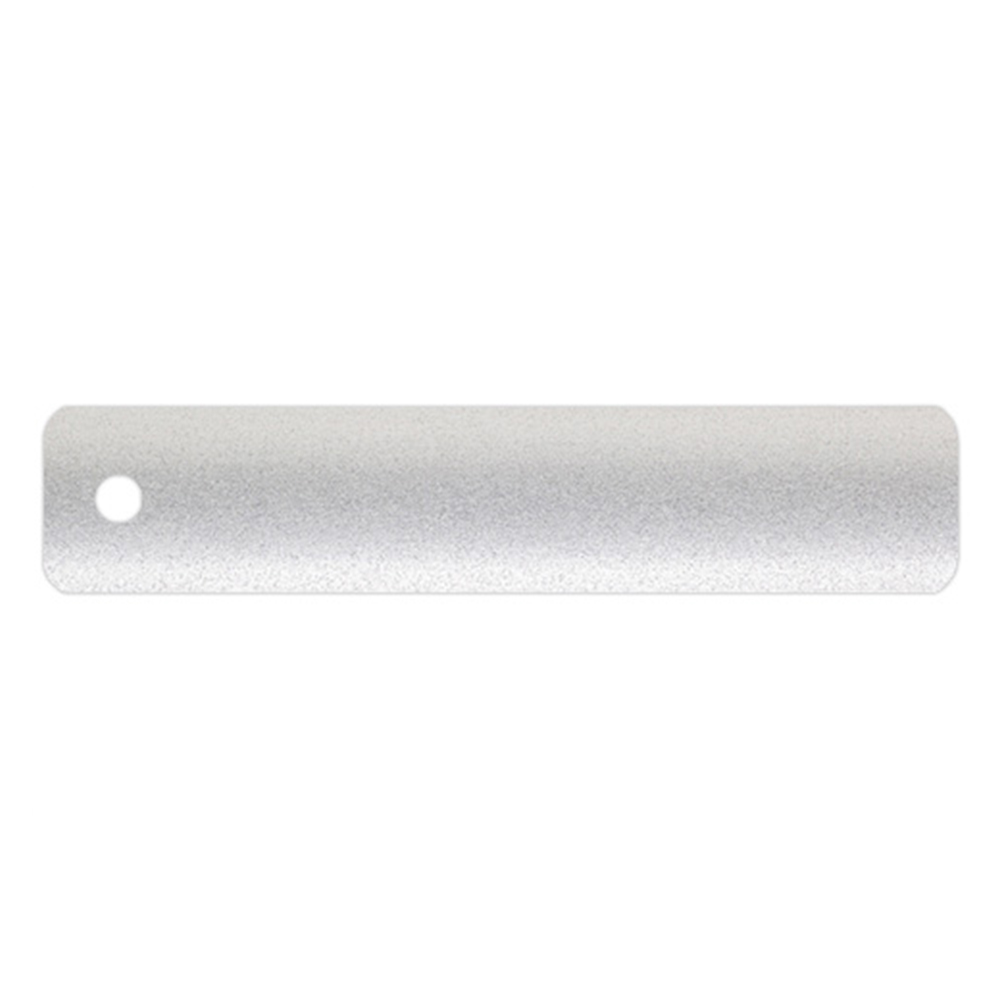 Campioni di lamelle per veneziane in alluminio su misura | 16 mm / 423 argento / opaco Campione di persiana in alluminio con foro per fissaggio