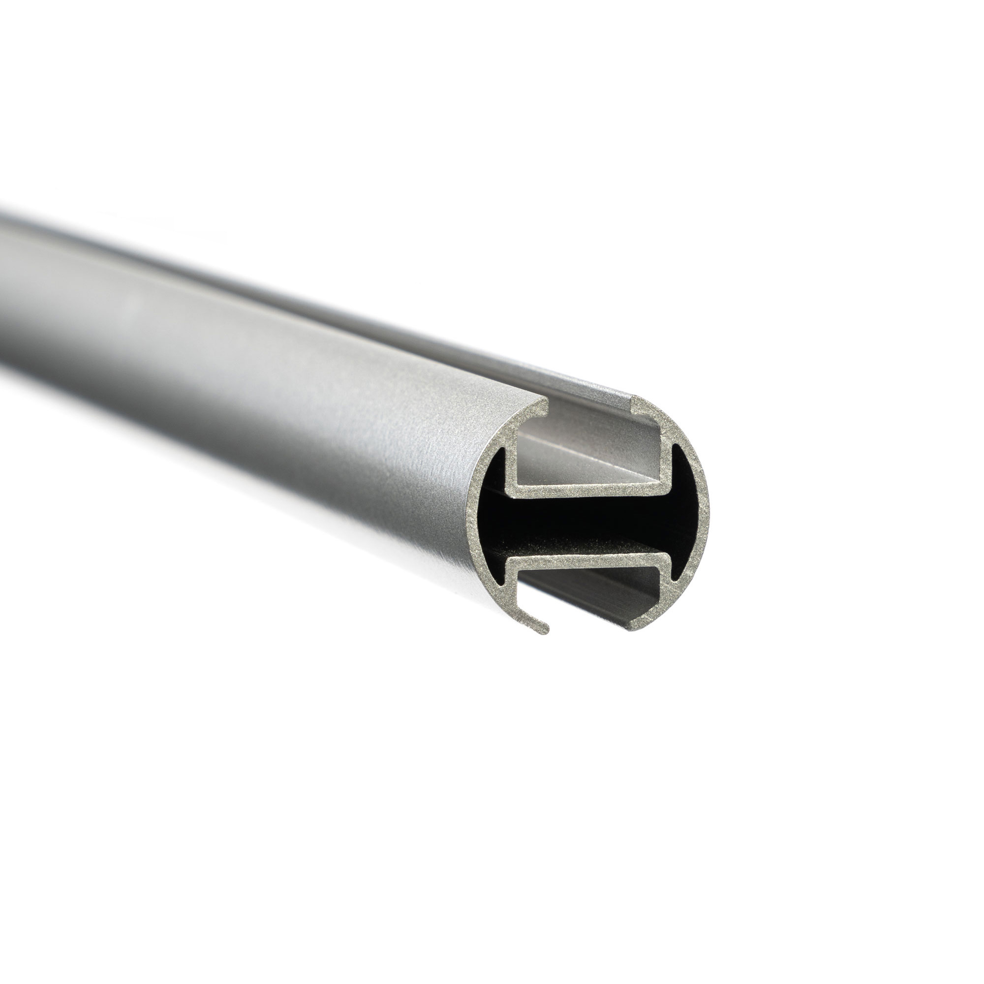 Disegno tecnico di un supporto da soffitto per bastone per tende a doppio binario con corsia interna