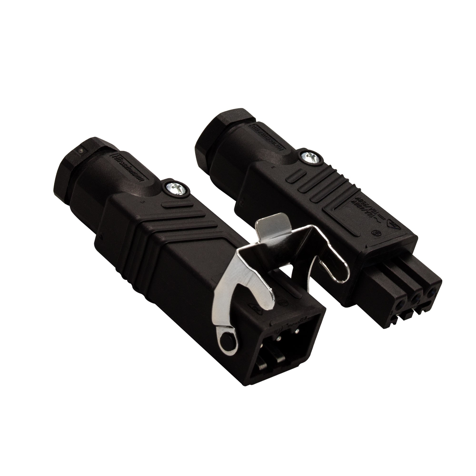 Set di spine con connettore e spina, incluso il gancio di sicurezza, per connessioni elettriche