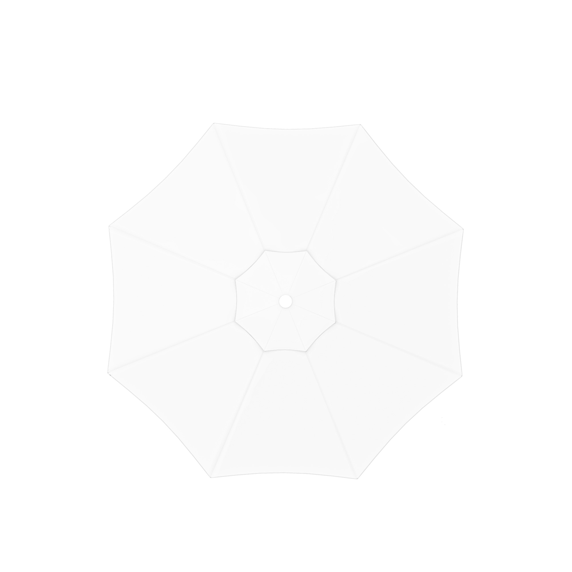 Ombrellone quadrato visto dall'alto, design simmetrico con punto centrale