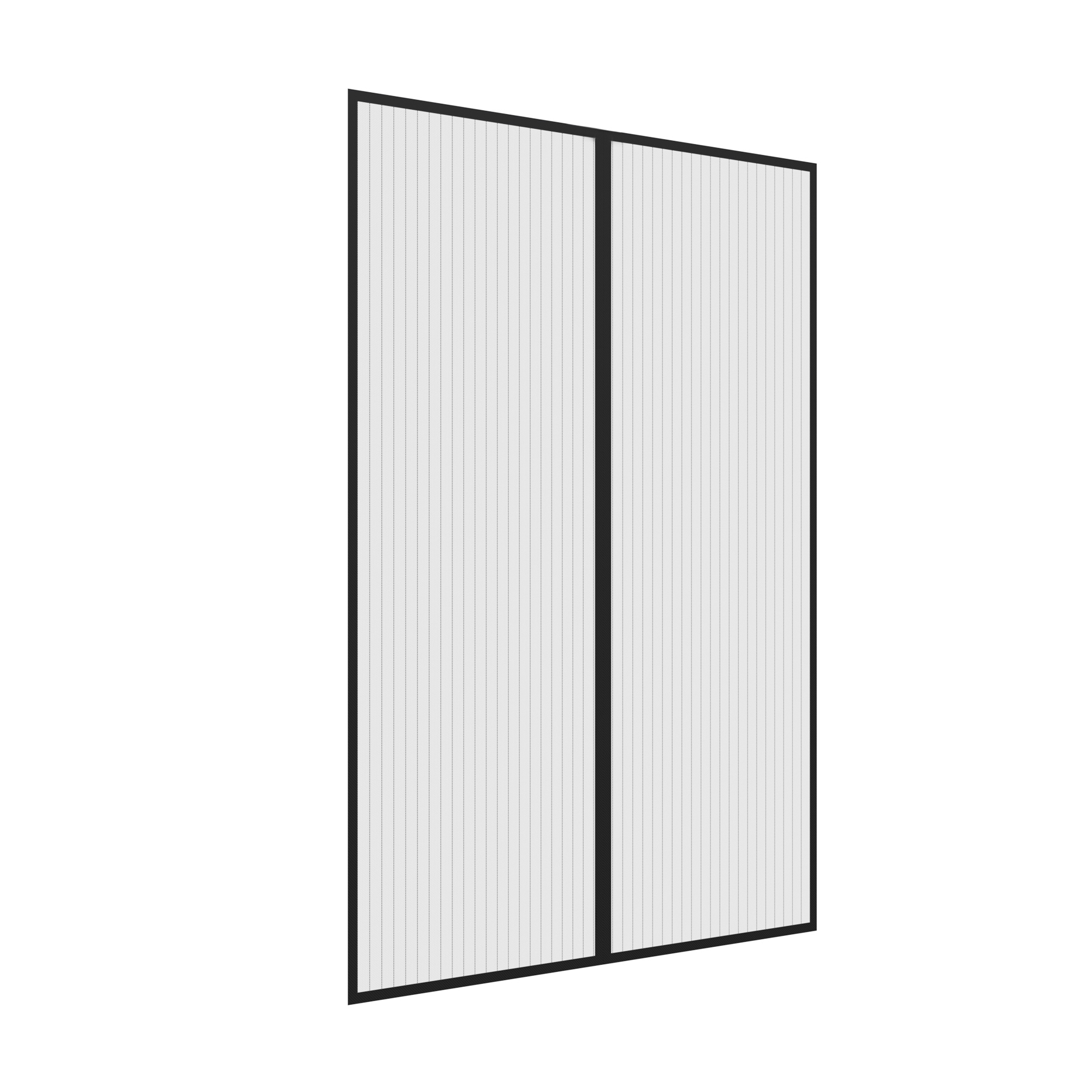 Tenda magnetica per porte con funzione zanzariera, composta da due pannelli verticali