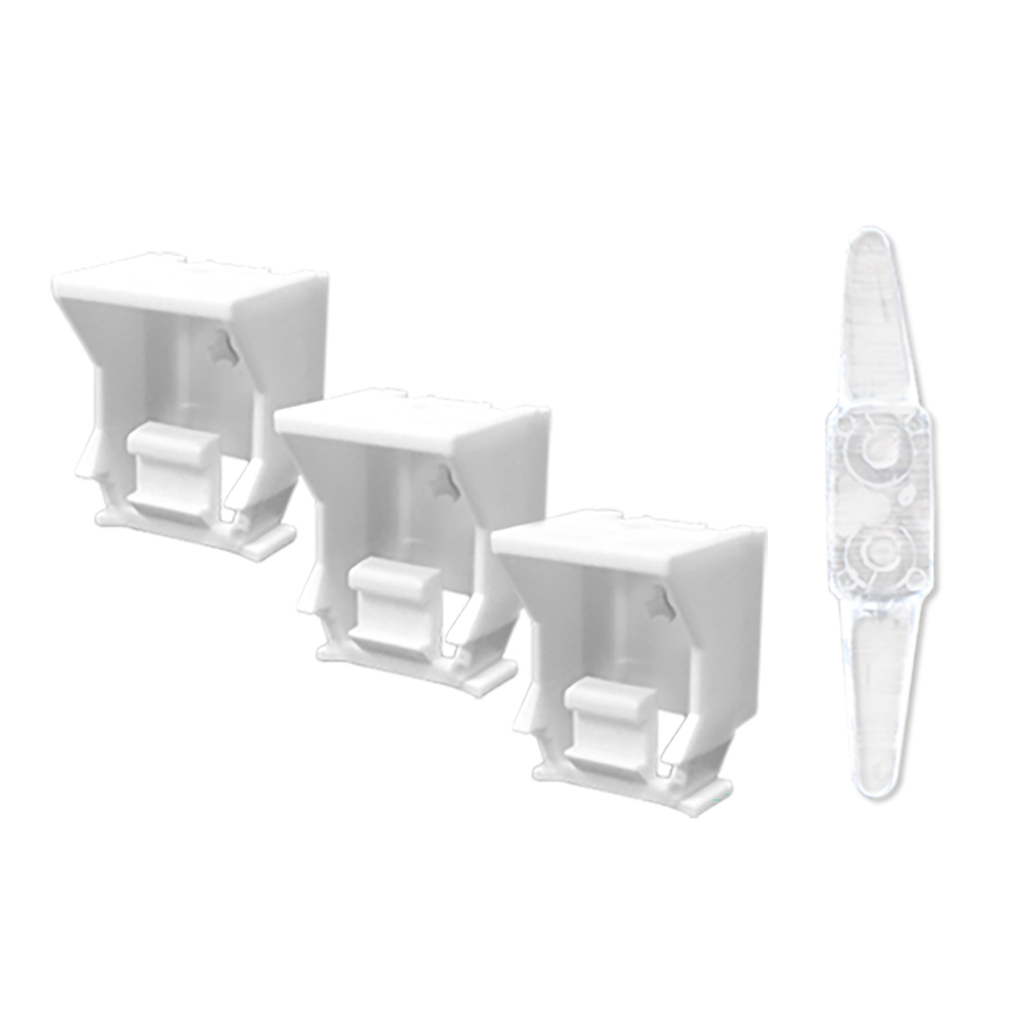 Set di ricambi per tende a rullo con tre supporti e un componente trasparente